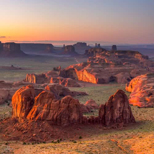 Monument Valley from Hunts Mesa at sunset