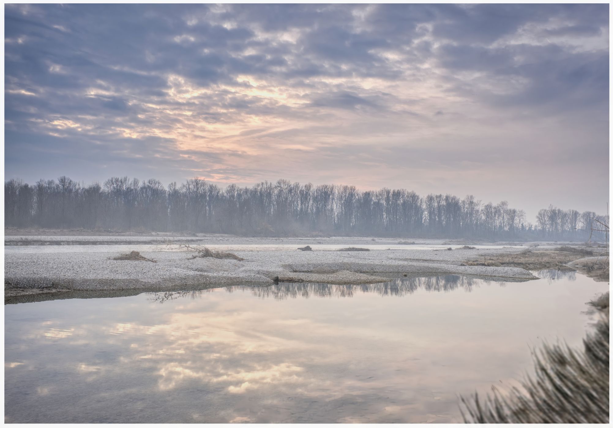 Piave River in a foggy day, Italy