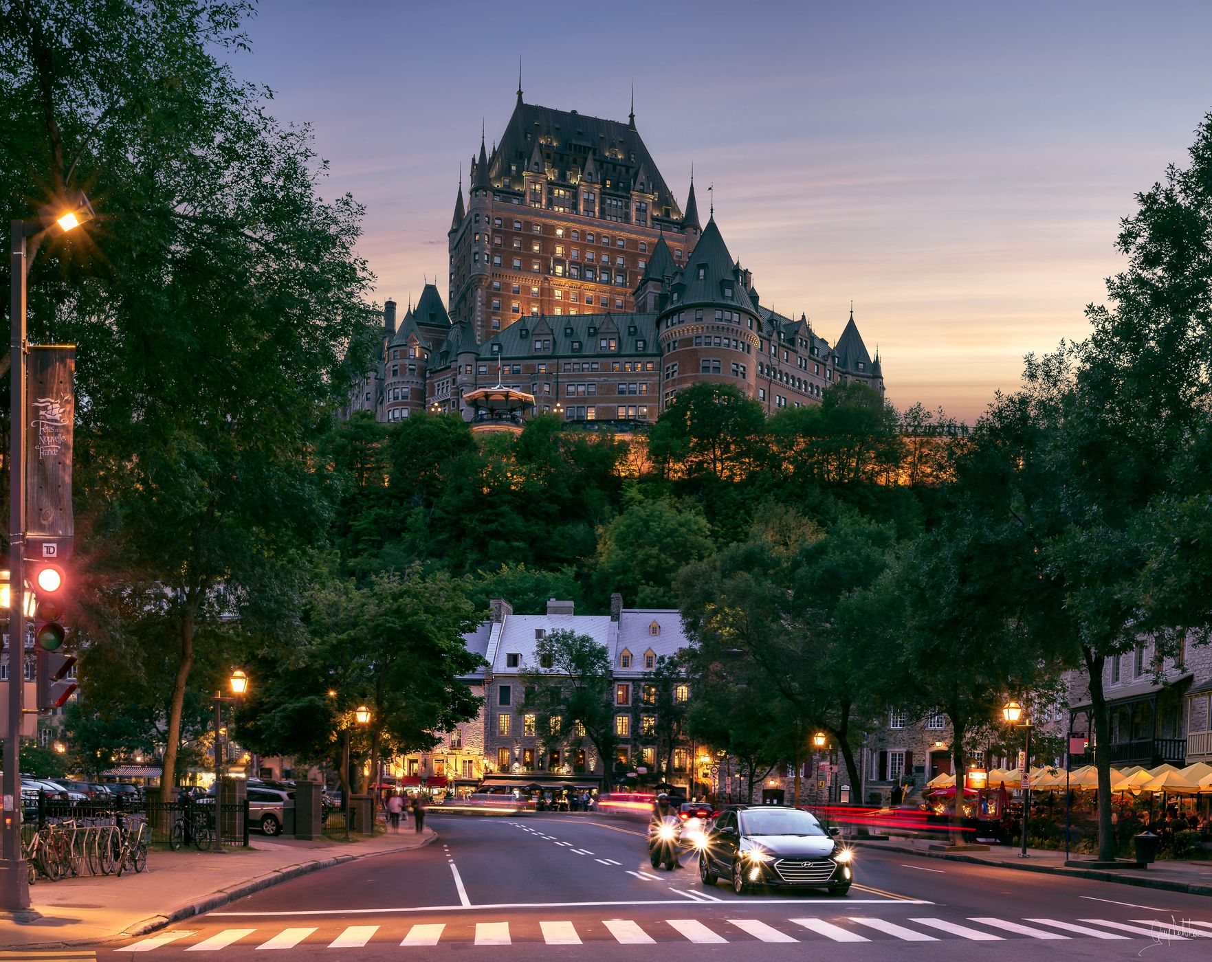 Quebec Frontenac Castle at sunset, Canada