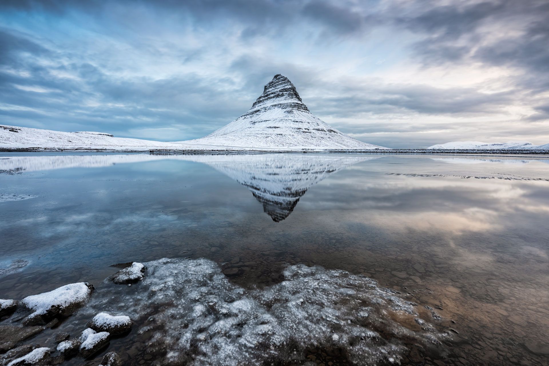 Reflection pool at Kirkjufell, Iceland