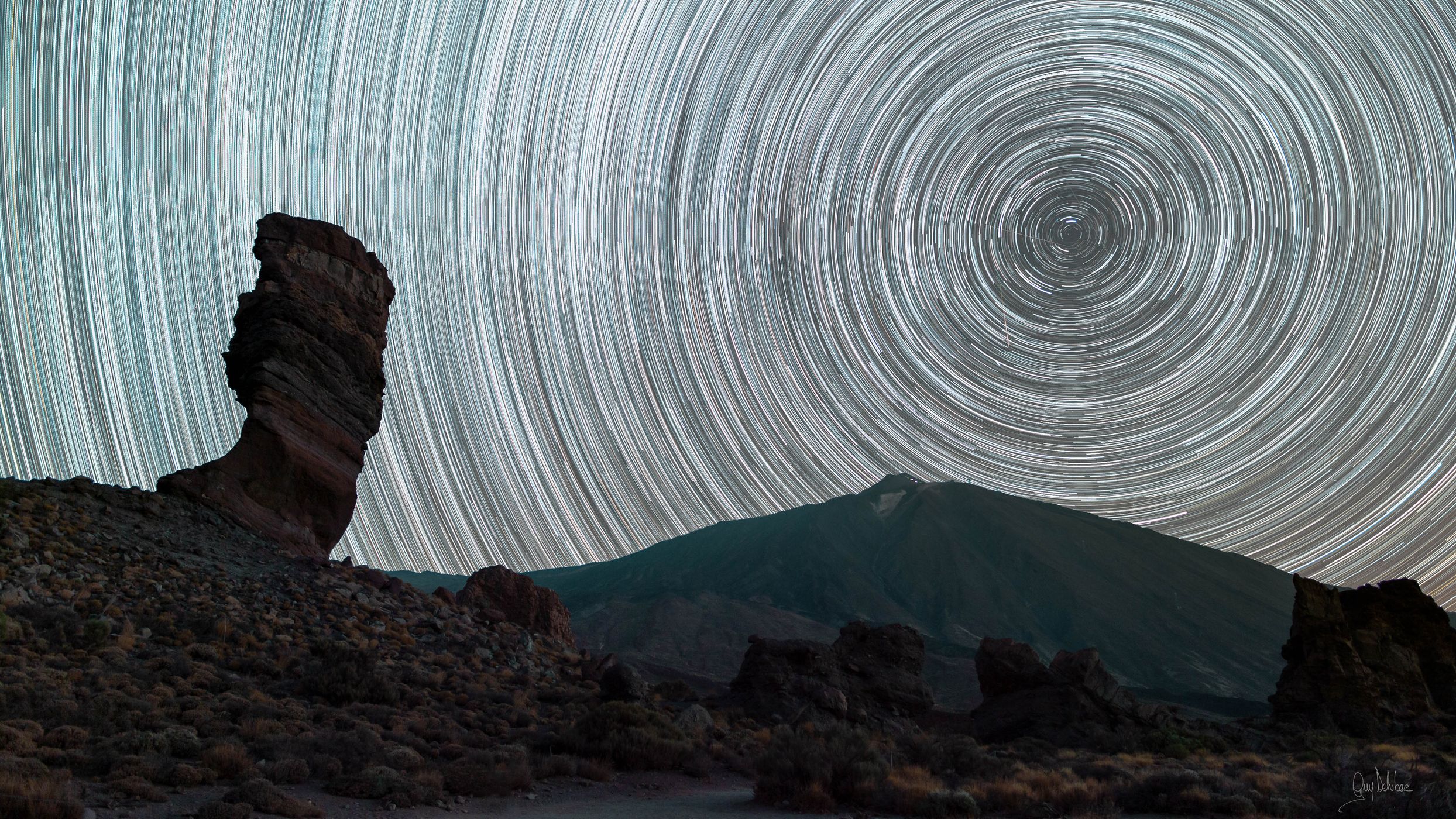 Startrails above El Teide & Roques de Garcia, Spain