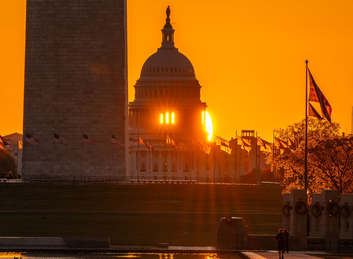 Sunrise through U.S. Capitol dome, USA