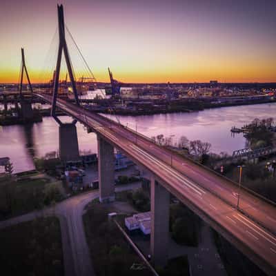 Aerial view of the Köhlbrandbrücke, Hamburg, Germany