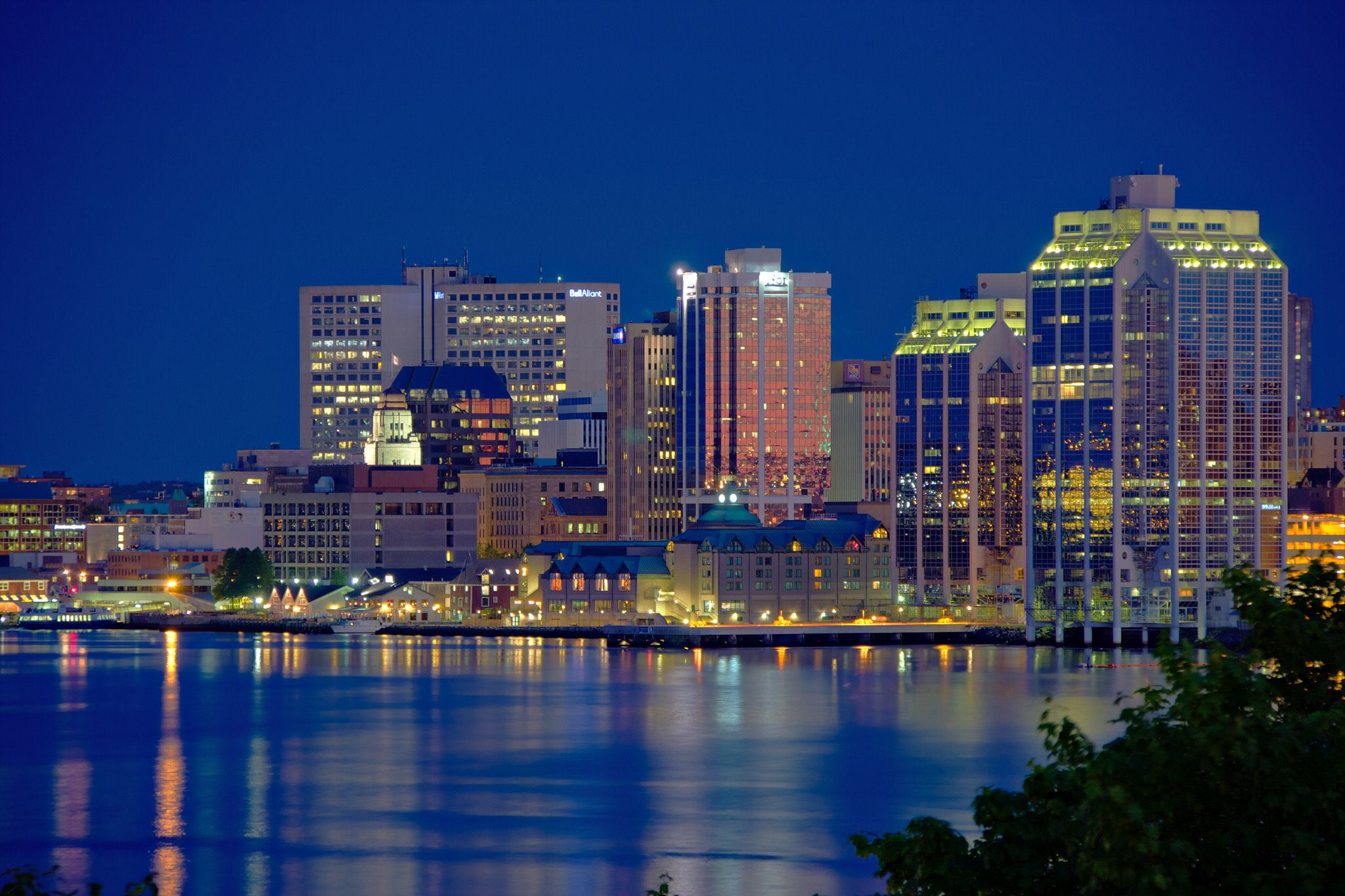 Alderney Landing, view to Angus L MacDonald Bridge and Halifax Waterfront, Canada
