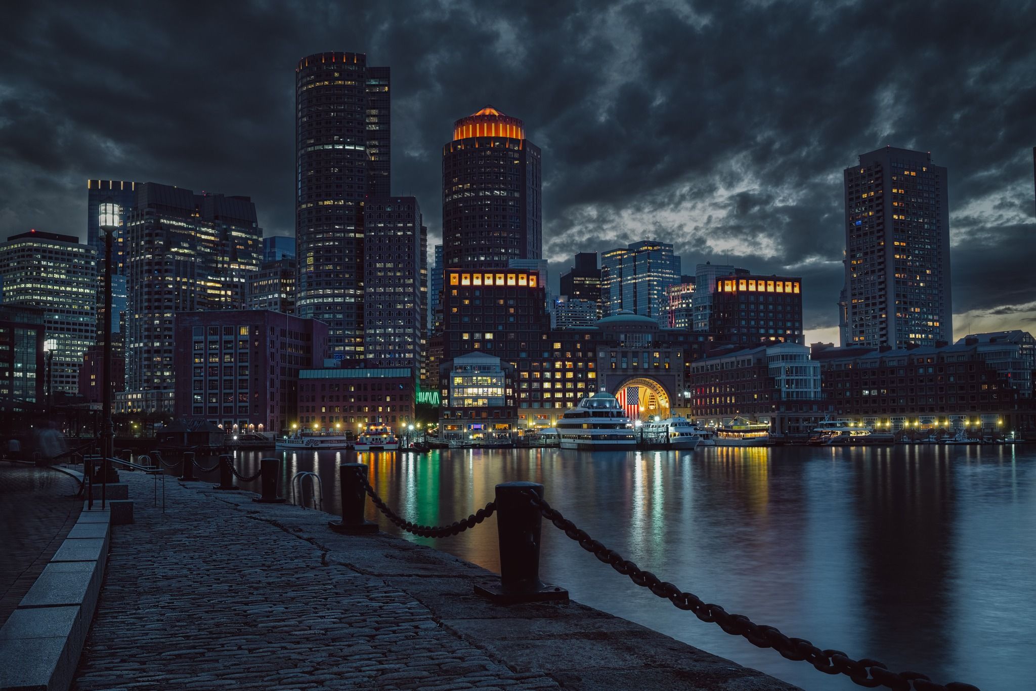 Boston Harbor from Fan Pier Park, USA