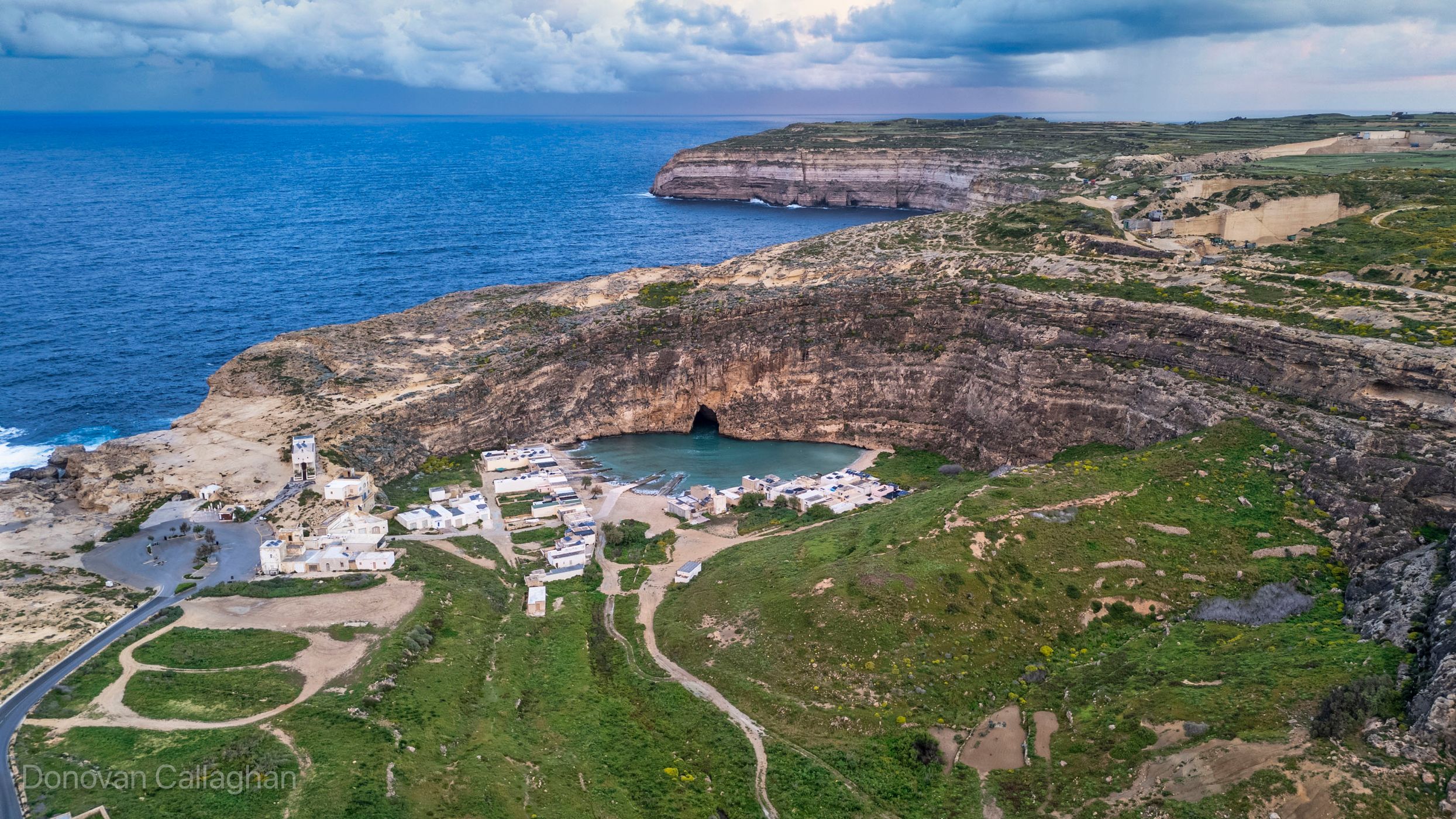 Distant view of the Inland Sea, Dwejra, Gozo, Malta