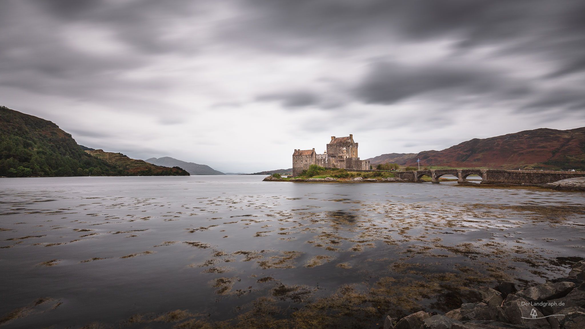 Side view of Eilean Donan Castle, Scotland, United Kingdom