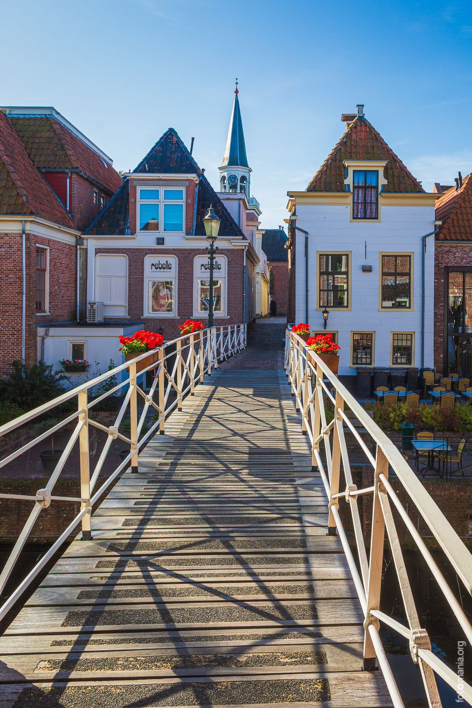 Hanging kitchens above Damsterdiep in city of Appingedam, Netherlands