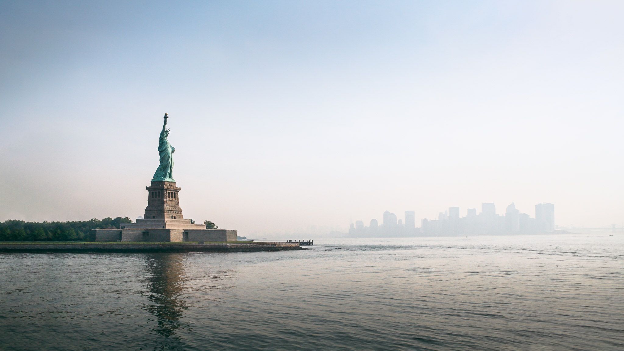 Statue of Liberty seen from the ferry, USA