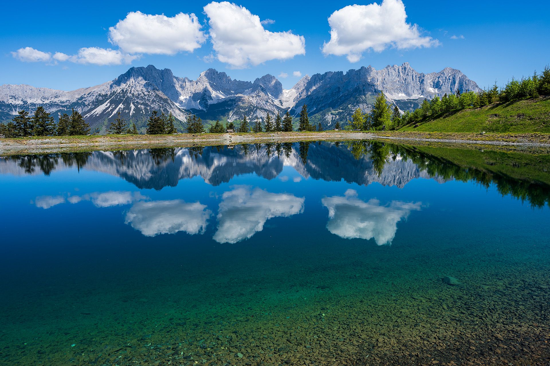 Astbergsee with Wilden Kaiser, Austria