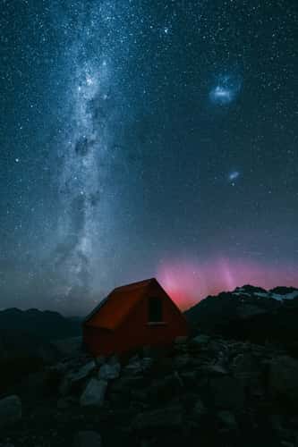 Aurora Australis at Sefton Bivouac, Mount Cook National Park
