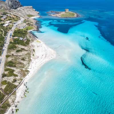 Beach & Tower, Isola della Pelosa, Sardinia, Italy