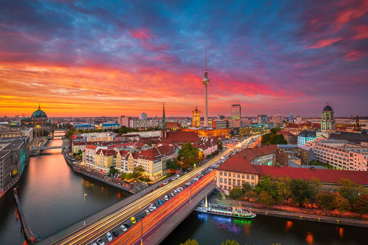 Berlin Skyline from Fischerinsel Skyscraper, Germany