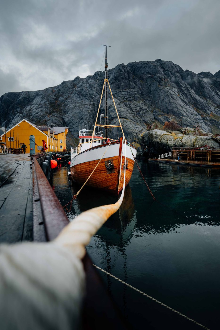 Boats in Nusfjord, Norway
