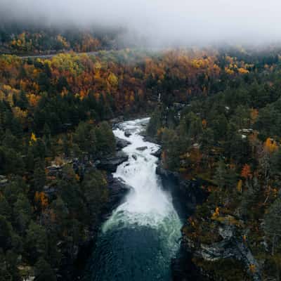 Brufossen with drone, Norway