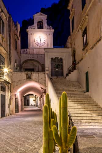 Clock tower, Atrani, Amalfi Coast, Southern Italy
