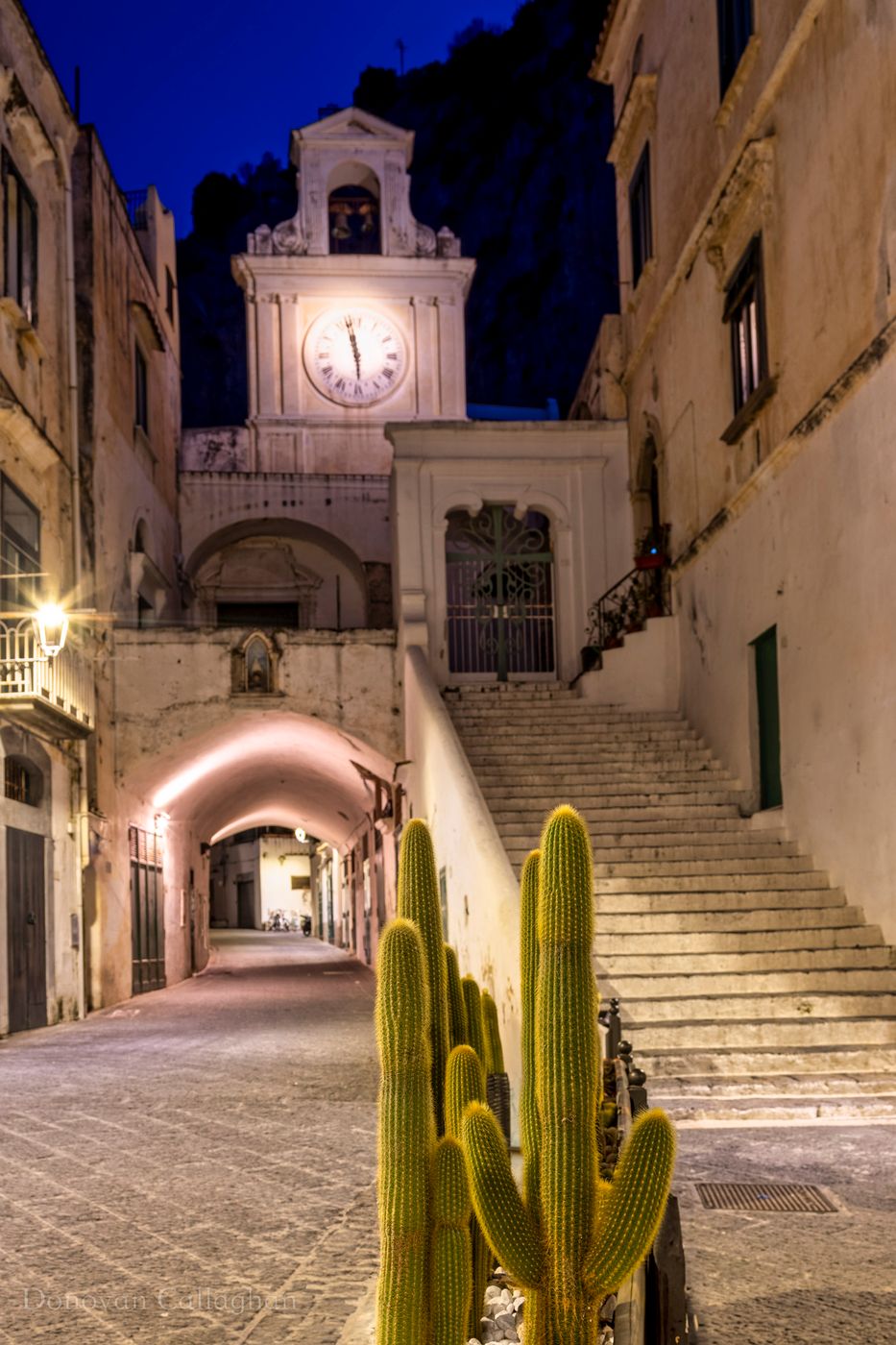 Clock tower, Atrani, Amalfi Coast, Southern Italy, Italy