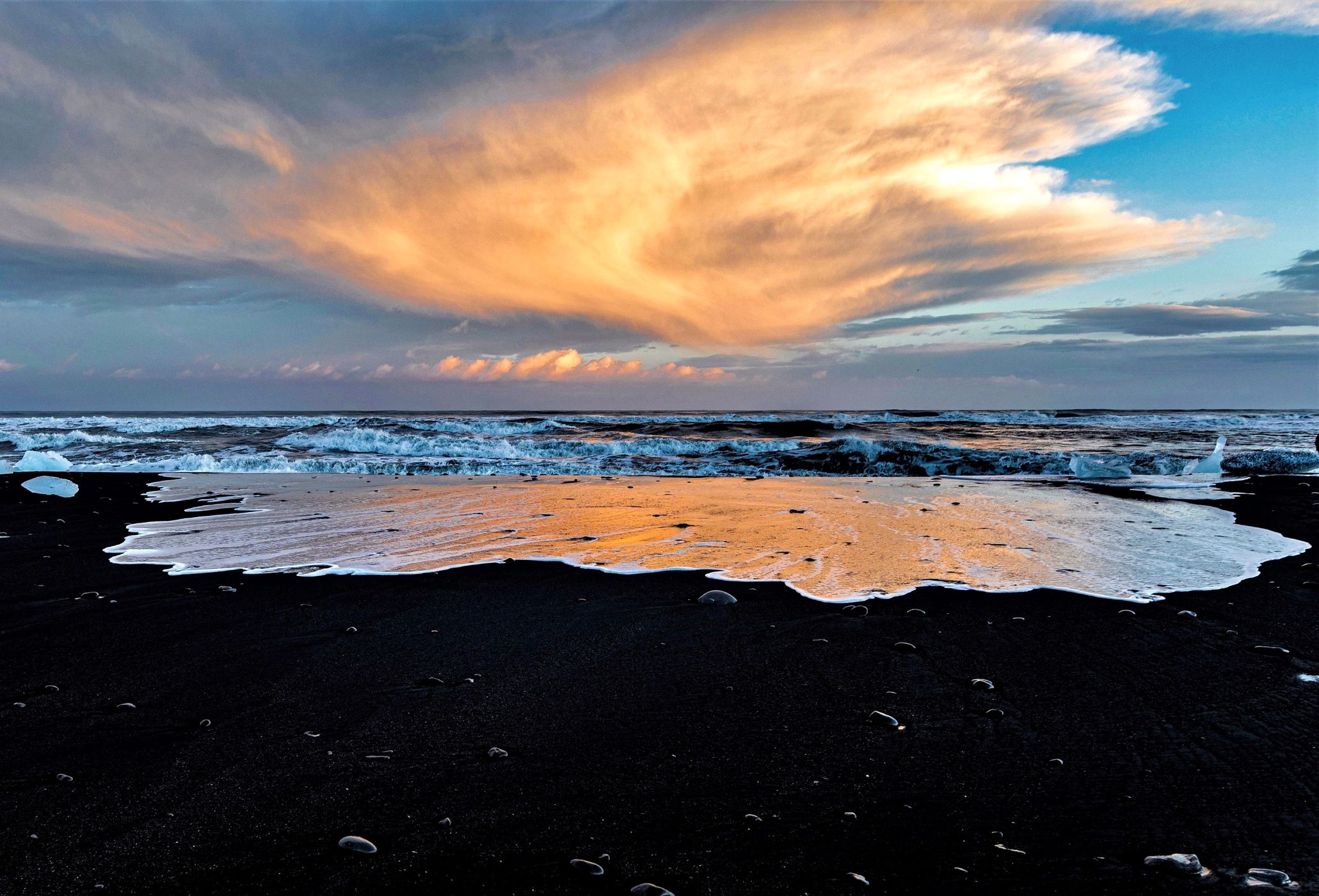 Diamond Beach Sunrise (Jokulsarlon Beach) Iceland, Iceland