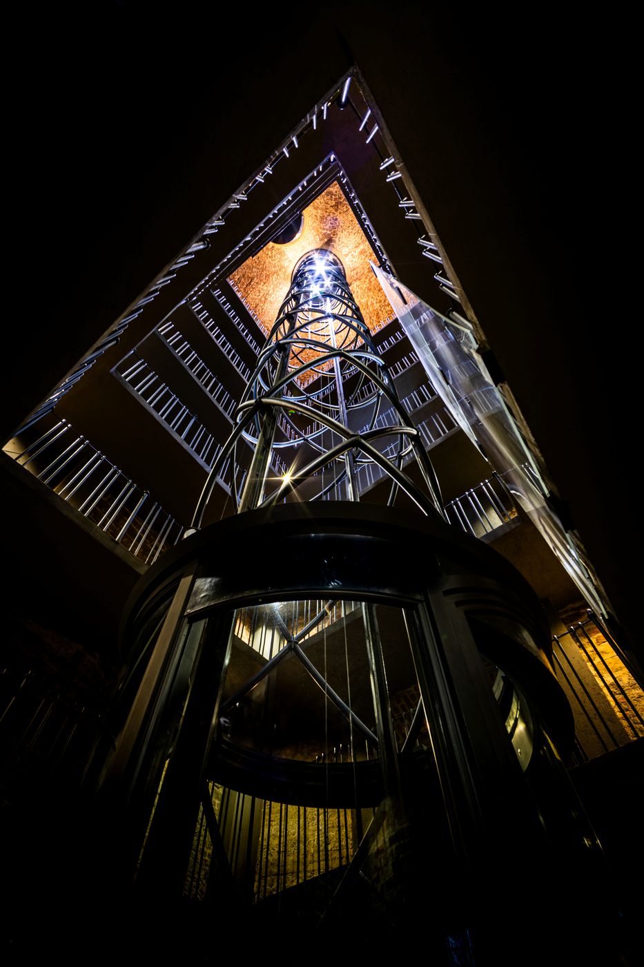 Elevator inside of the Astronomical Clock Tower, Prague, Czech Republic