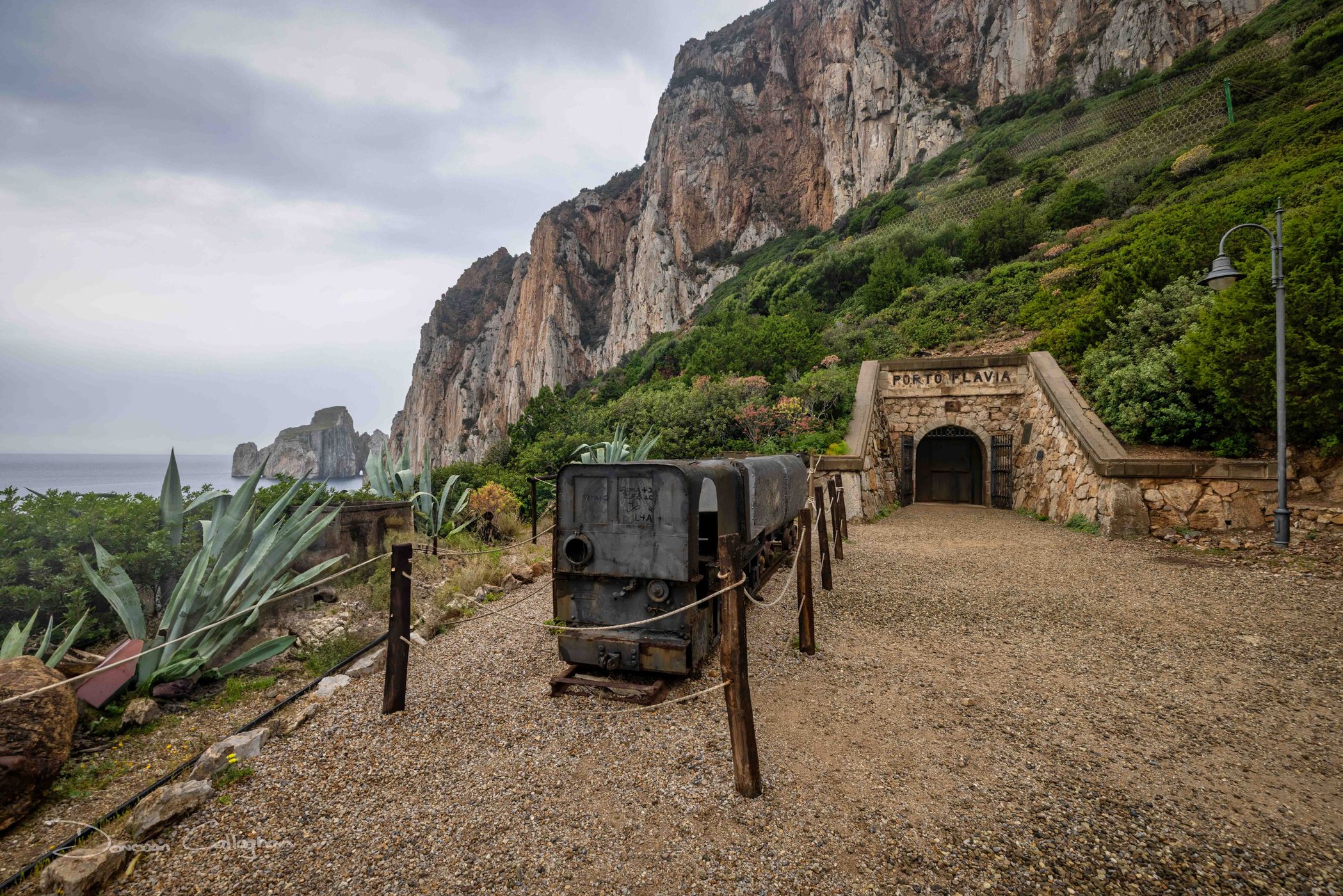Entrance to Porto Flavio mine, Porto Flavia, Sardinia, Italy