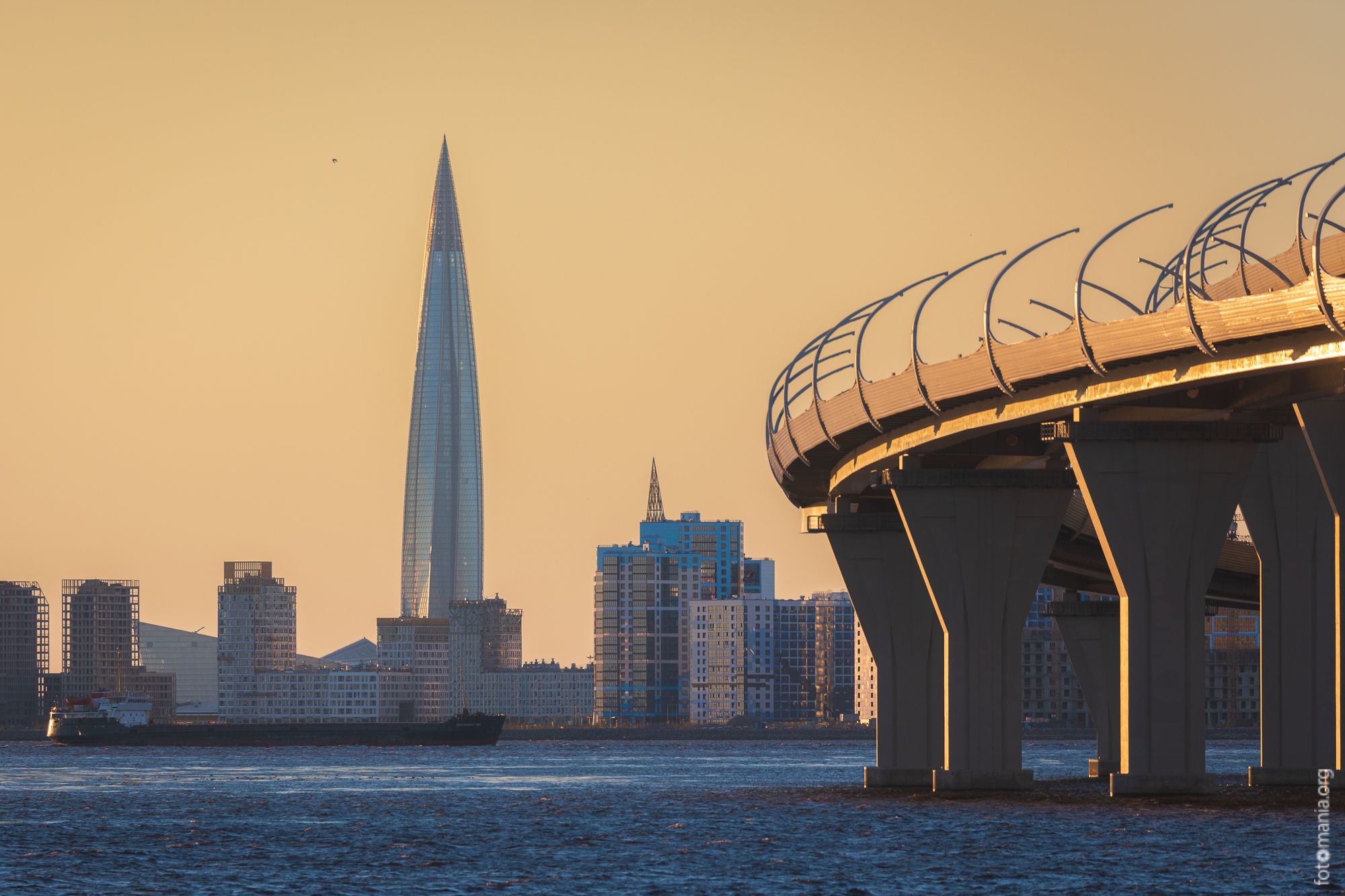 Gazprom Tower from Kanonerskiy Island, Russian Federation