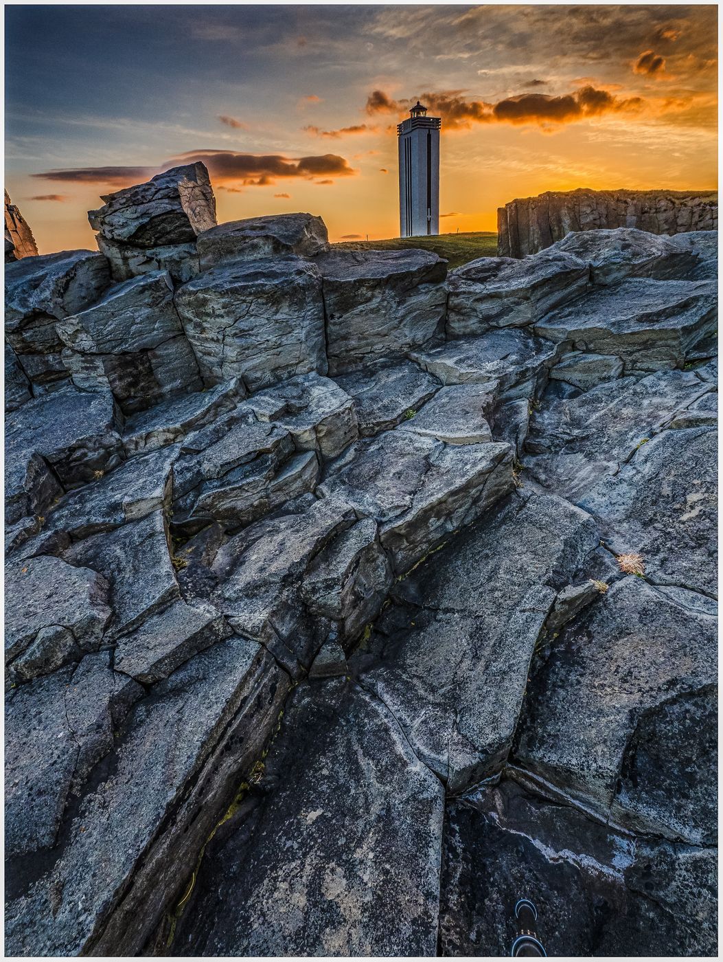 Kalfshamarsvik Lighthouse from the Stone Beach, Iceland