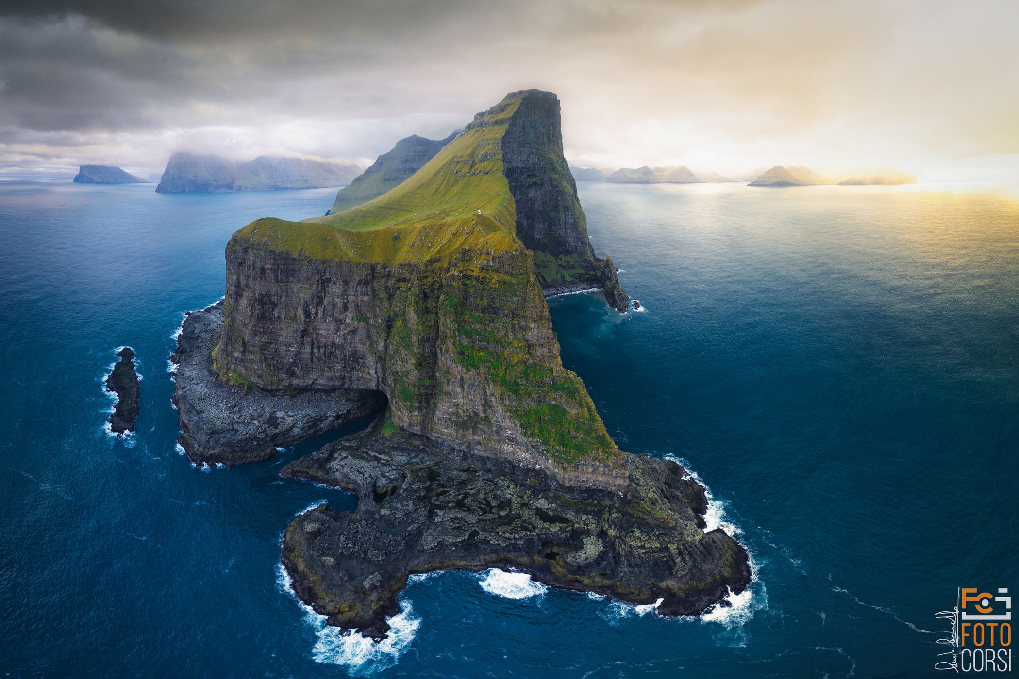 Kalsoy Island by drone, Faroe Islands