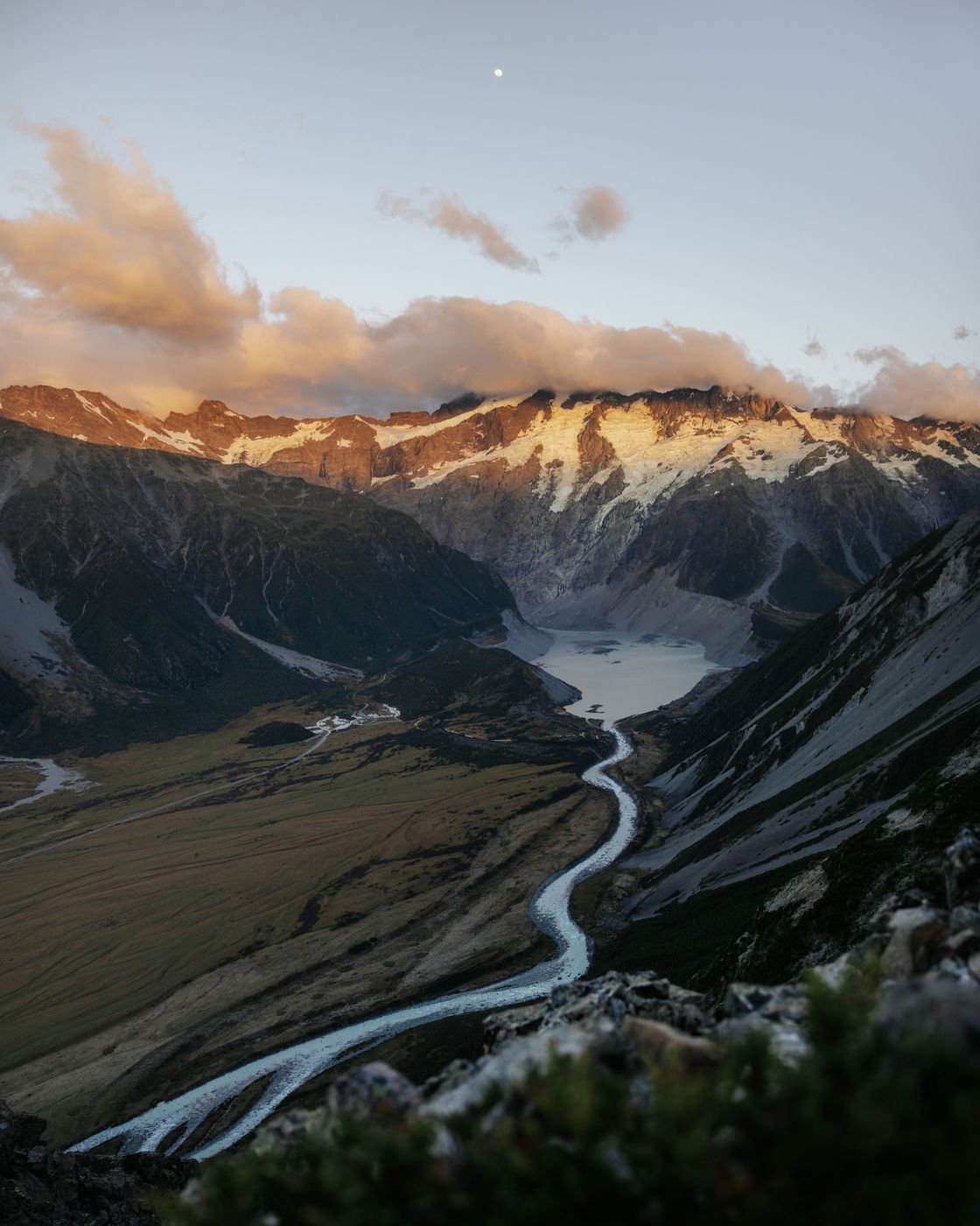 Mueller lake view below Mount Wakefield, New Zealand