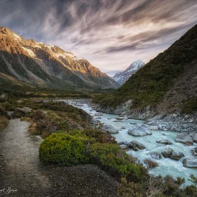 Outlook on Hooker Valley Track, New Zealand
