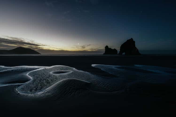 Ponds at Wharariki Beach