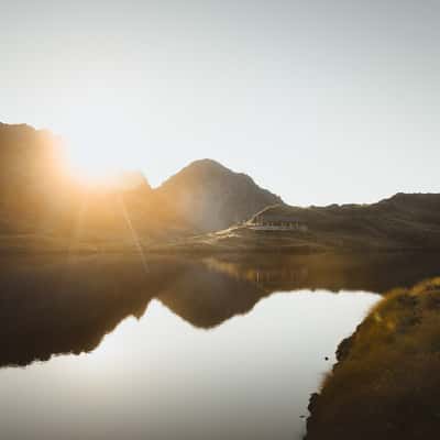 Reflection at Angelus Hut, Nelson Lakes National Park, New Zealand