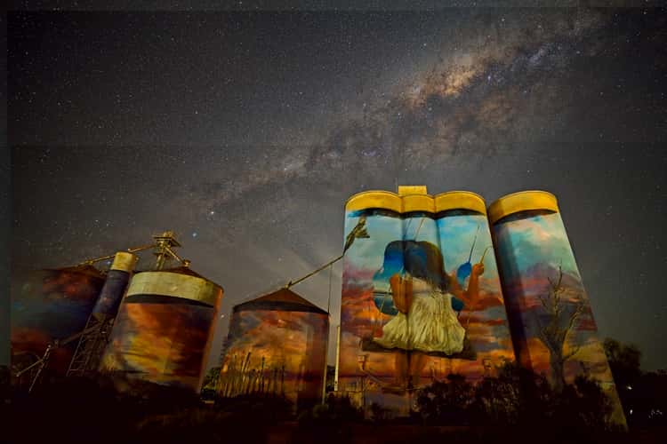 Sea Lake, silo art under the Milky Way
