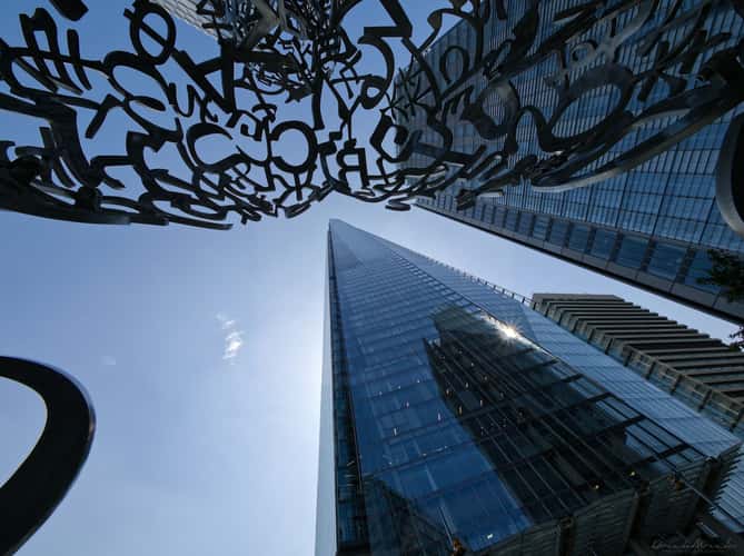 Shard through the WE sculpture