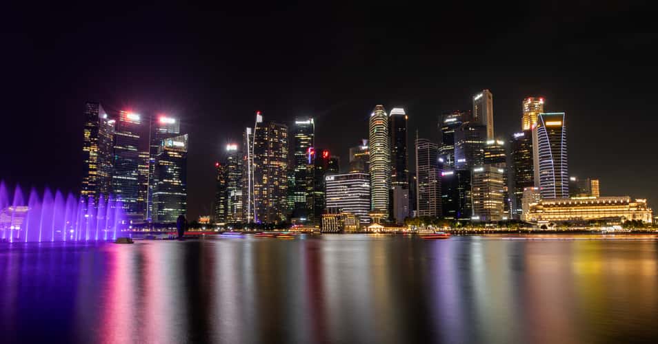 singapore skyline with docking foreground