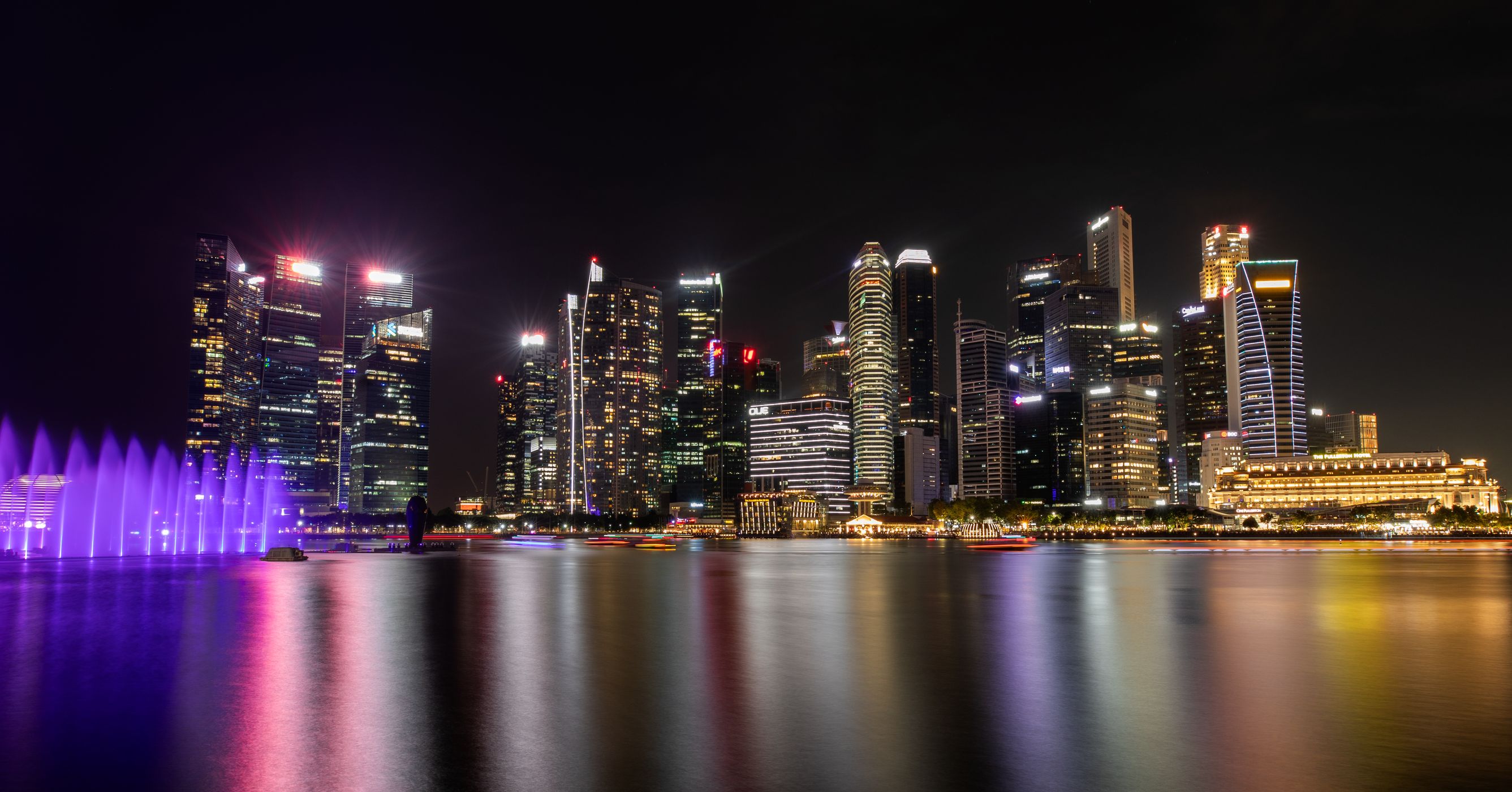 singapore skyline with docking foreground, Singapore
