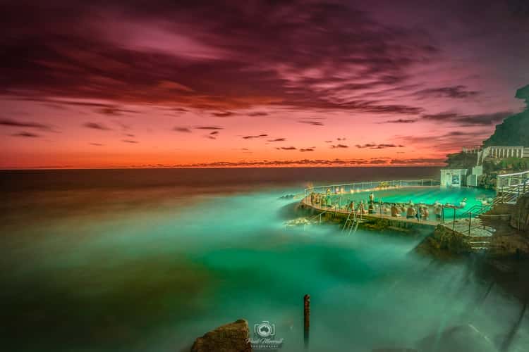 sunrise over the coastal pool