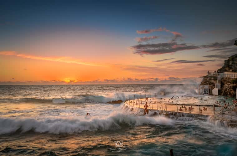 sunrise over the coastal pool