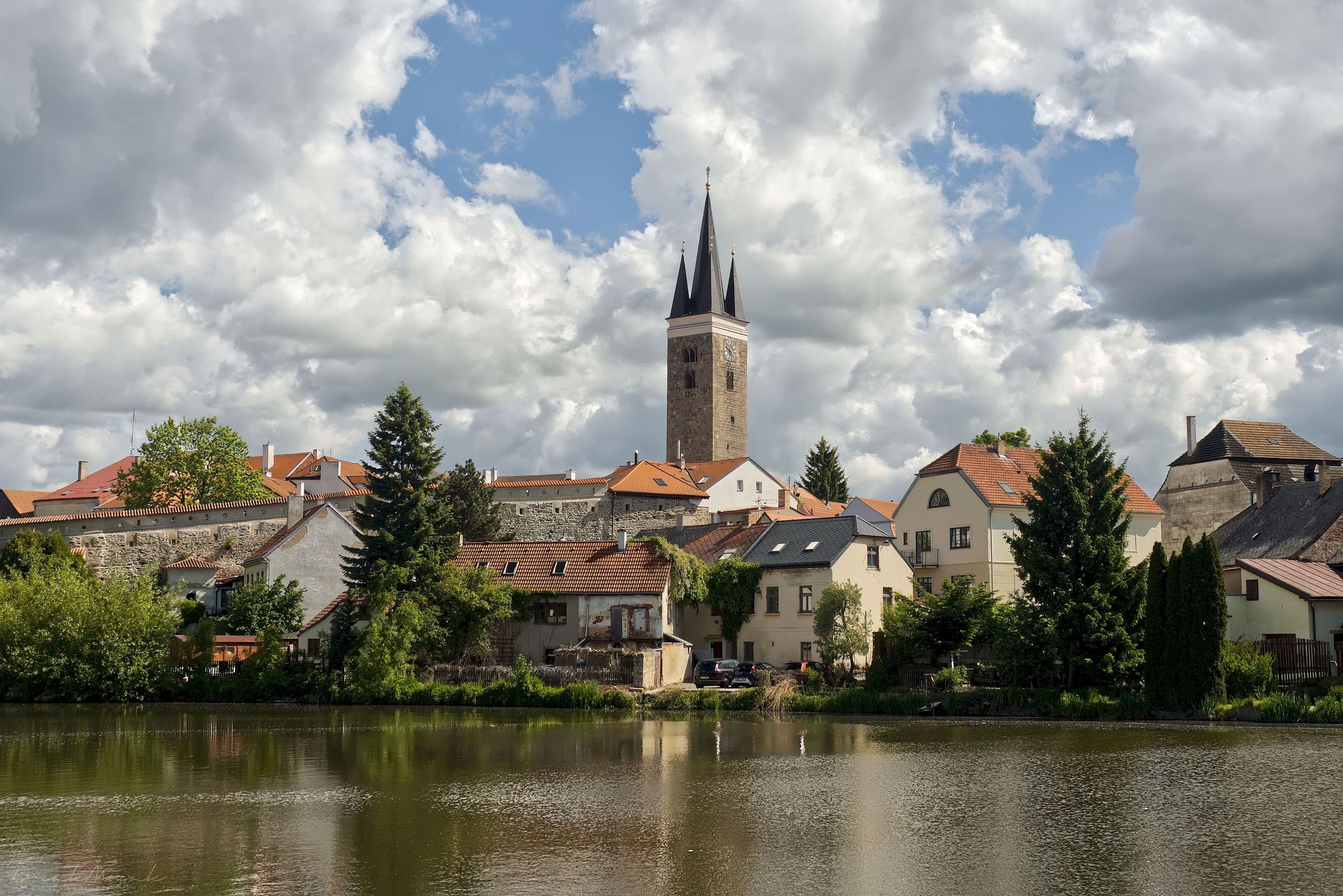 Telč from pond dam, Czech Republic