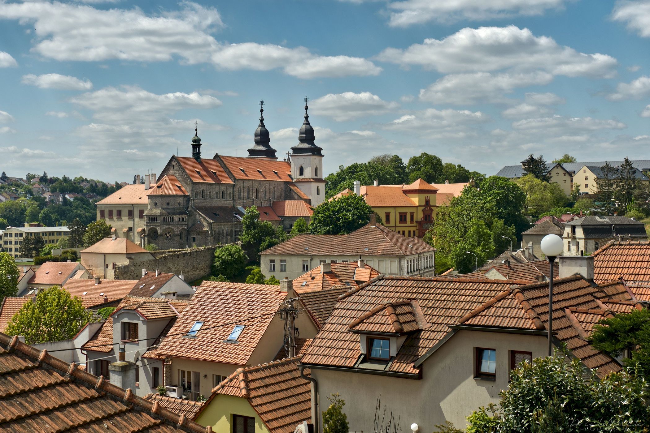 Třebíč castle from jewish quarter, Czech Republic