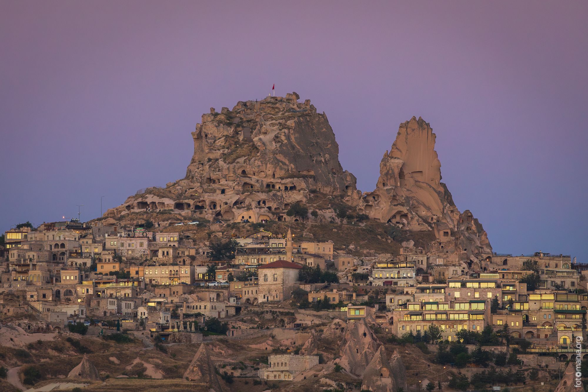 Uçhisar from Göreme, Turkey (Türkiye)