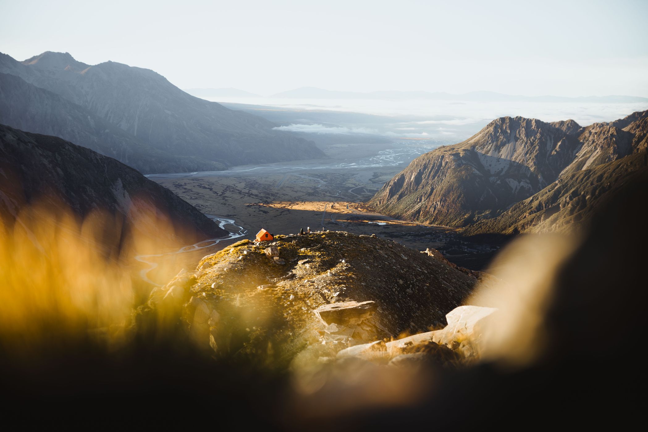 Valley view above Sefton Bivouac, Mount Cook National Park, New Zealand
