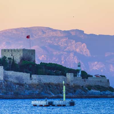 View to the castle of Kuşadası, Turkey (Türkiye)
