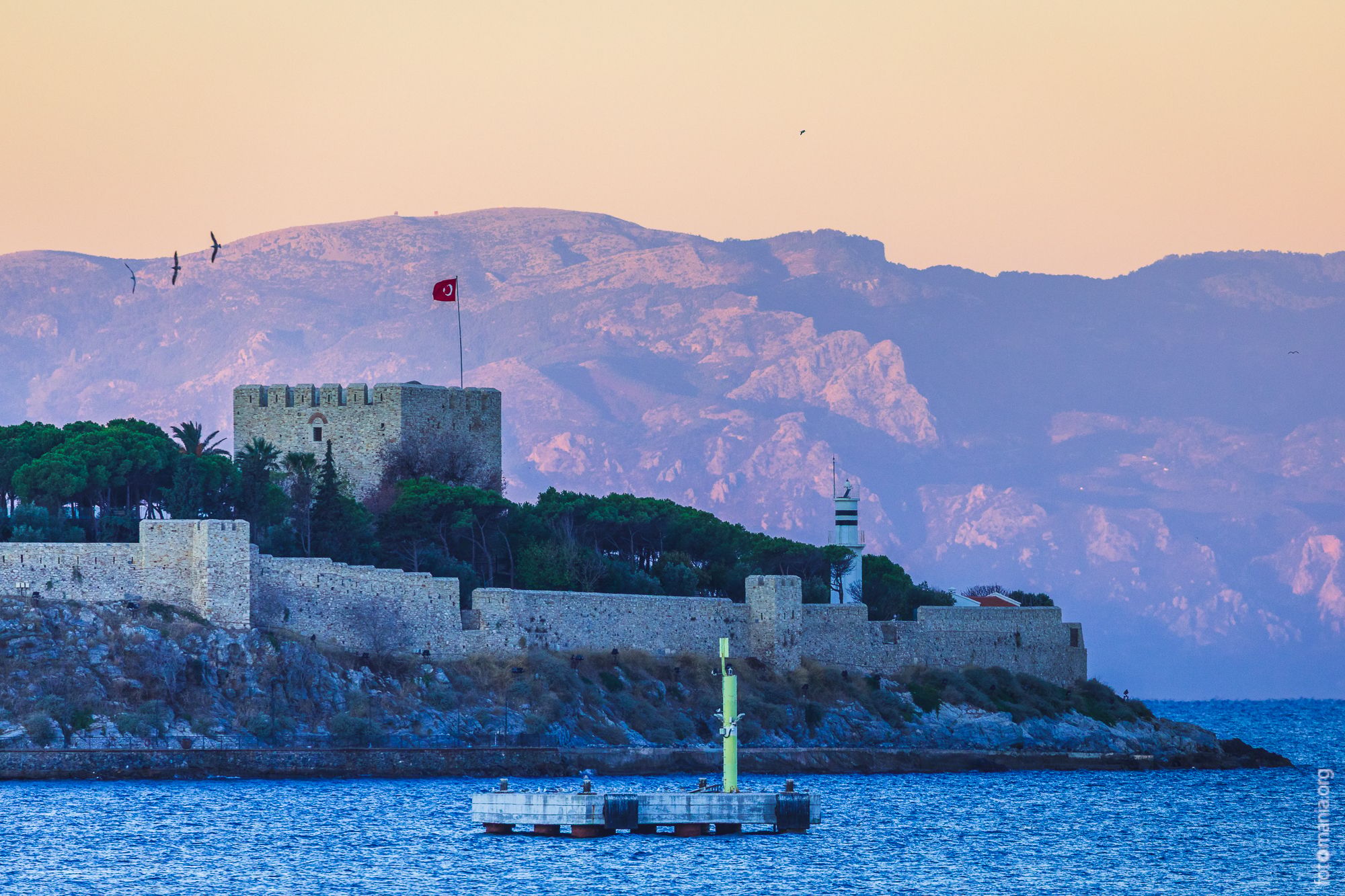 View to the castle of Kuşadası, Turkey (Türkiye)