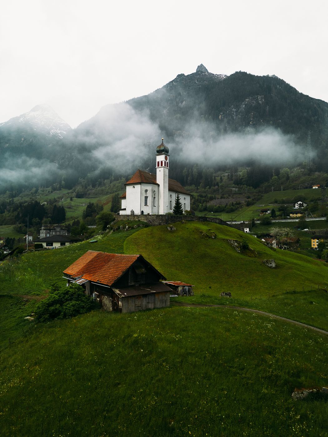 Wassen Church (Drone), Switzerland
