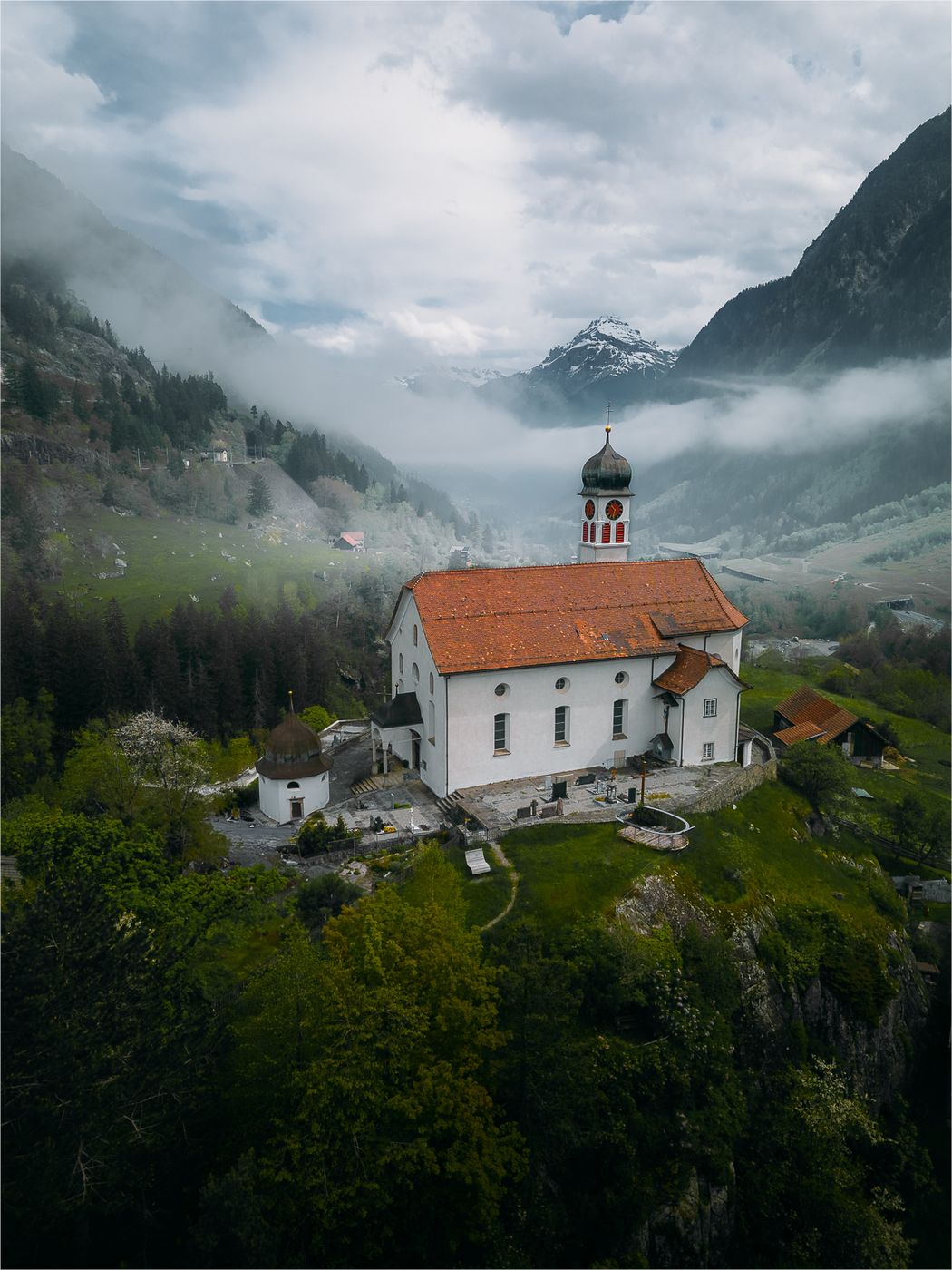 Wassen Church (Drone), Switzerland