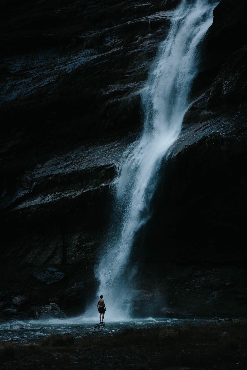 Waterfall at Earnslaw Burn Track, Glenorchy, New Zealand