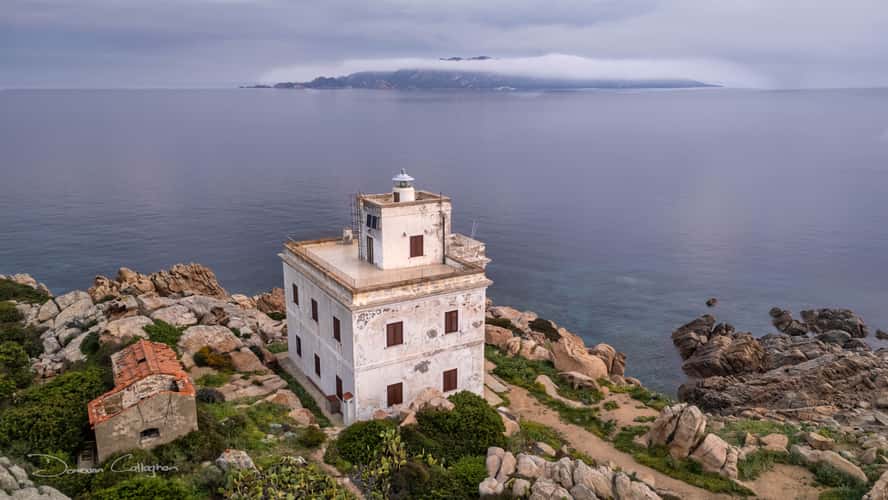 Corsica cloud cover, Faro di Punta Sardegna, Sardinia