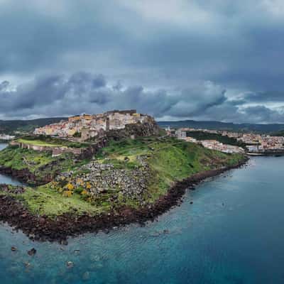 Drone view Castelsardo, Sardinia, Italy