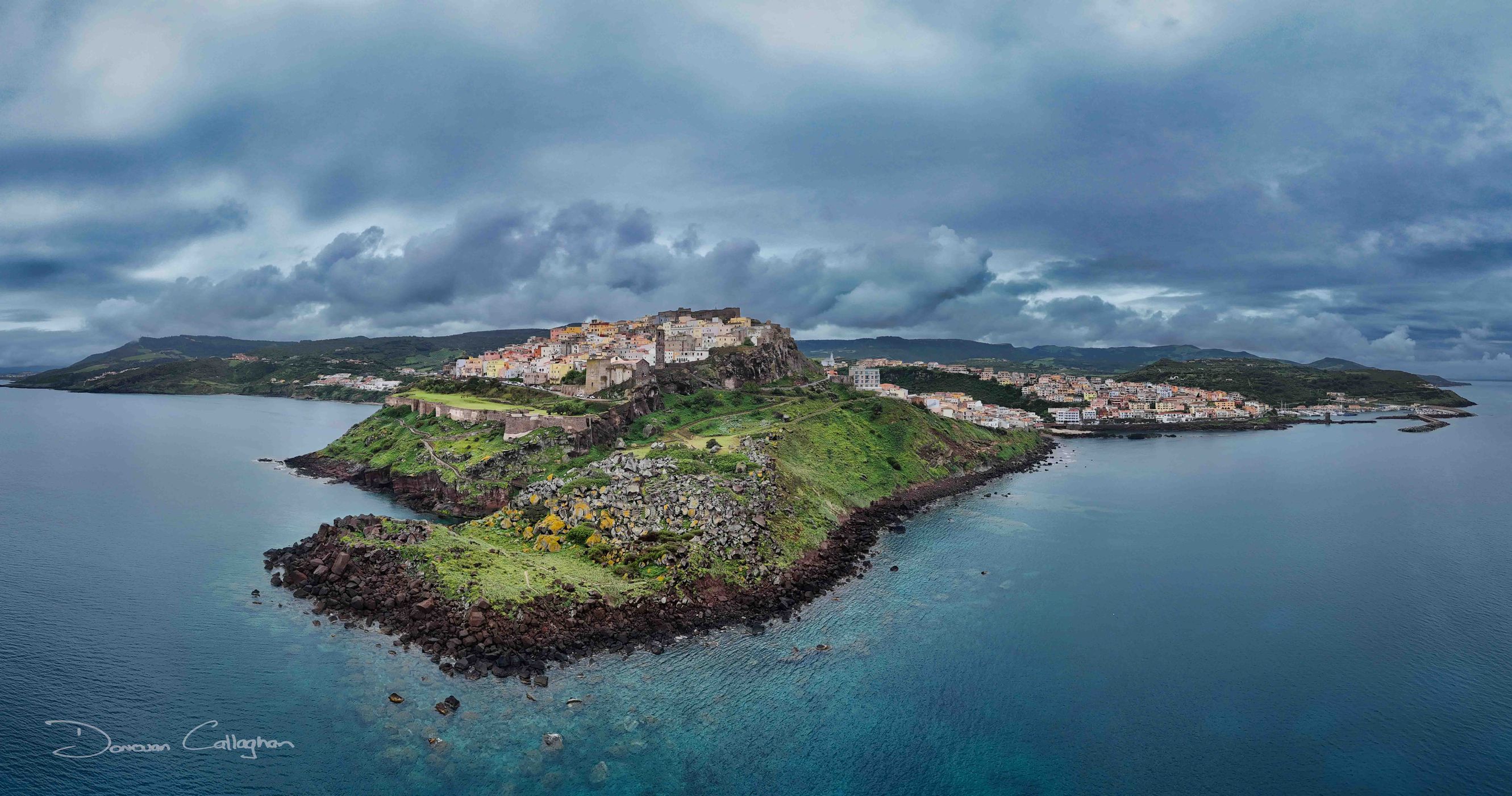 Drone view Castelsardo, Sardinia, Italy