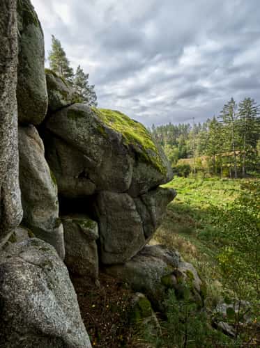 Fish stone and surrounding rocky valley